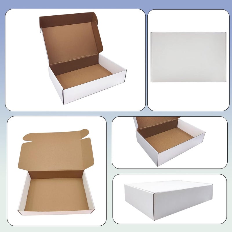Livejun 14x9x3 inch Shipping Boxes Set of 20， White Corrugated Cardboard Box Mailer Boxes for Packaging Small Business Shipping，Mailing Boxes Bulk for Birthday Wedding Party Book Literature Gift Giving - Image 3